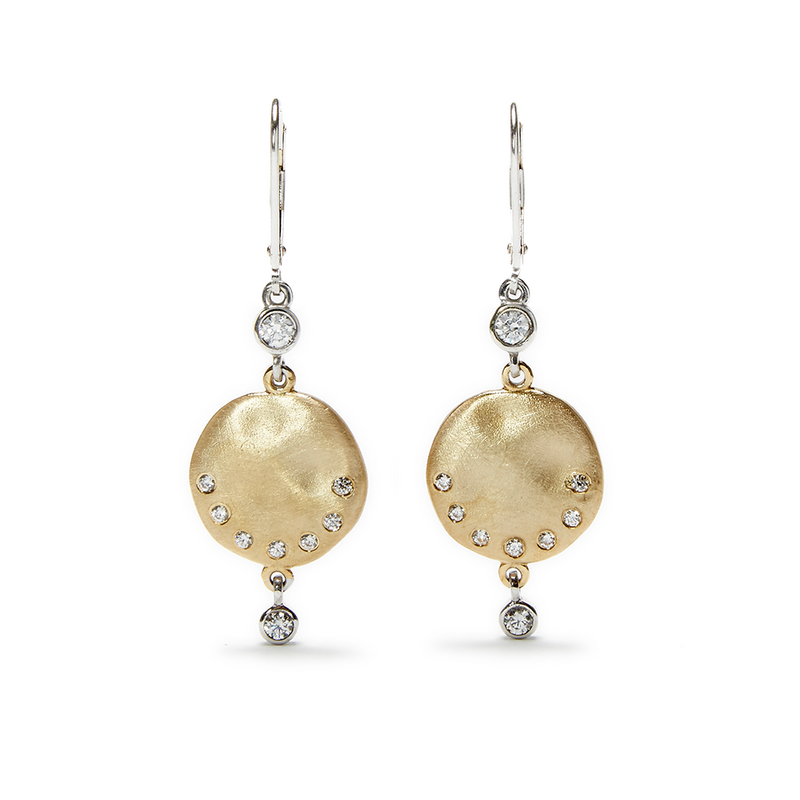 9kt Yellow Gold 9kt Yellow and White Gold Drop Earrings with metal set crystals - Lily