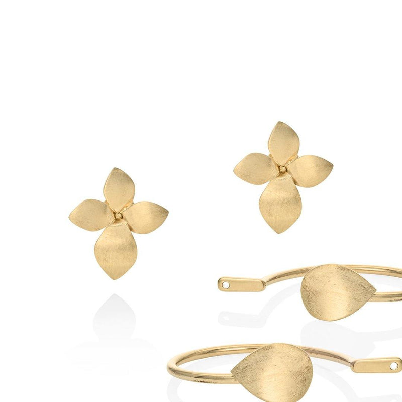 TWO PART BLOOM AND LEAF EARRINGS - Lily